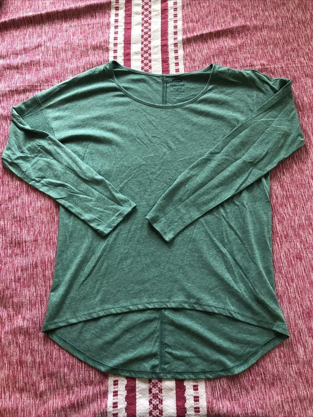 NWT Kids Old Navy Green Long Sleeve Relaxed Top Cotton Blend XXL Round Neck